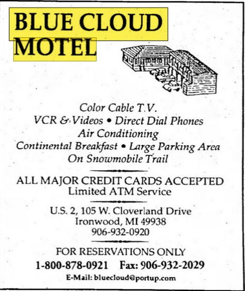 Love Hotels Timberline By OYO Lake Superior (Blue Cloud Motel) - Dec 1998 Ad (newer photo)